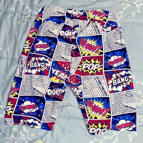 Fire and Fleur Pop Art Comic Strip pull Up  Shorts NWOT 2X - Picture 5 of 5